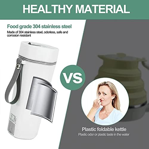 FARONG Travel Kettles Electric Smal, Mini Electric Kettle 350ML Portable Kettle Tea Kettle Water Boiler Stainless Steel Travel Mug Fast Boil Automatic Shut-Off Mini Cup for Coffee Milk (Green)