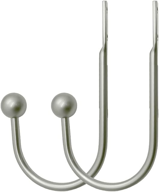 ALEENFOON 2 Pieces Metal Curtain Holdbacks U Style Decorative Curtain Drapery Voiles Tiebacks Arms Hooks Wall Mounted Curtain Tie Backs with Screws for Fixed Curtain and Hanging Clothes (Silver)