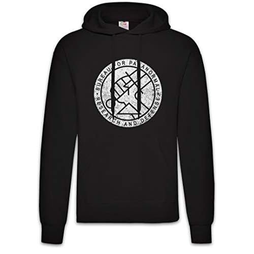 Urban Backwoods Bureau For Paranormal Research and Defense BPRD Hoodie Sudadera con Capucha Sweatshirt Negro Talla 2XL