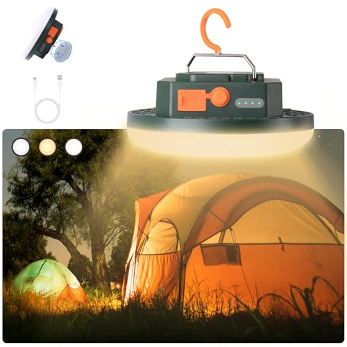 Camping Pop up Tent Light for Hanging, LED Rechargeable Portable Overhead Lantern for Vendor Booths, Waterproof Outdoor Camp Lamp with Battery Power for Glamping Indoor Outages(Dimming-Green)