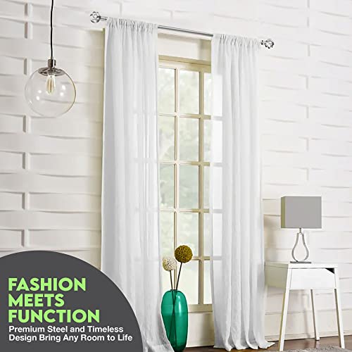 Gb Home Adjustable Curtain Rods For Windows 28 To 48 Inch, Chrome Single Drapery Rods With Stylish Twisted Cage Finials #TOP1