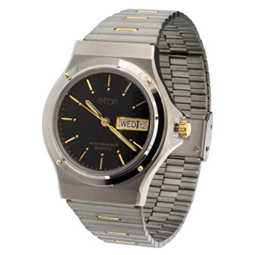 Montre Eton Homme Jour Date Cadran Noir Bracelet Acier 1206 G