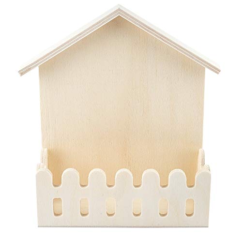 Ideen mit Herz Haus mit Zaun, Holz, 13cm x 16cm x 5cm, zum Aufstellen