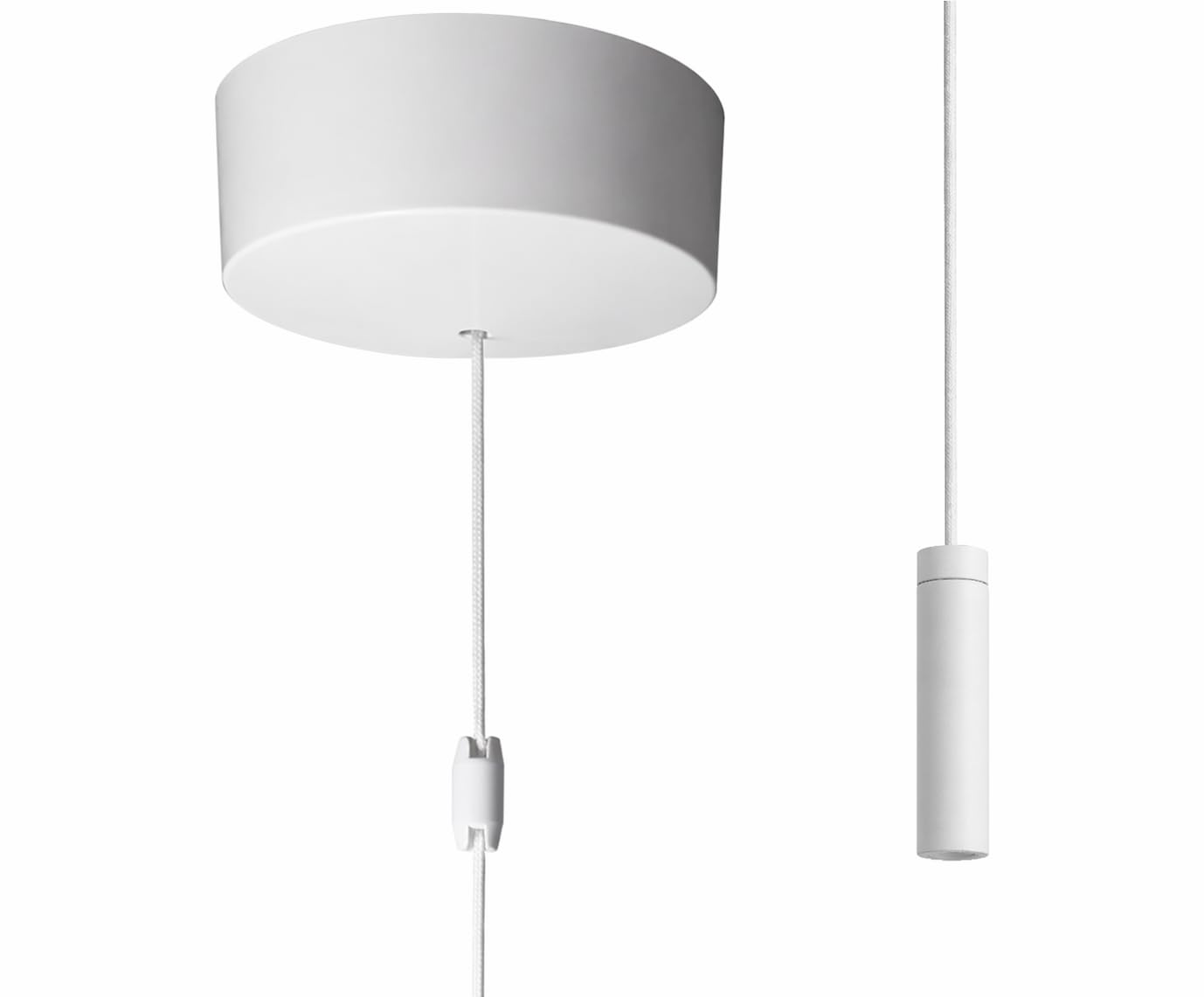 Matt White Bathroom Light Pull Switch with Modern Sleek Pendant & White Pull Cord 2 Way 6A