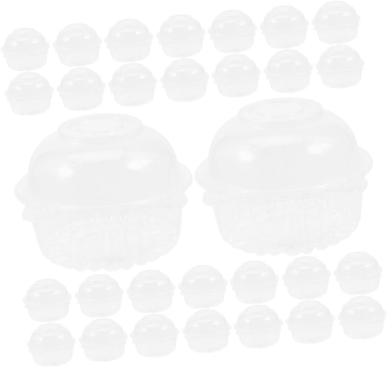 DECHOUS 50pcs Individual Cupcake Boxes with Dome Lids Mini PET Containers