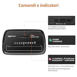 Amazon Basics distruggi documenti da 12 fogli (nuovo modello) con Taglio a croce, distrugge anche le carte di credito, Nero
