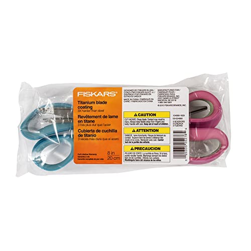 Fiskars Crafts Purpose Titanium Softgrip Fiskars Scissors, 3 Pack, Blue/Pink/Green #TOP6