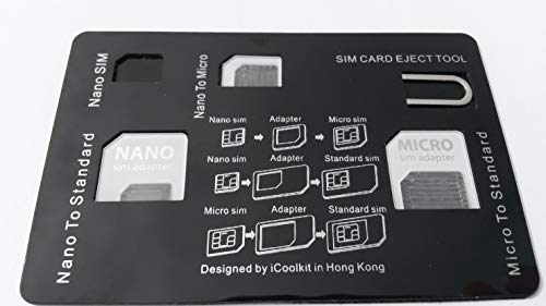 Universal Credit Card Style Sim Card Holder Case with Micro Nano Sim Card Adapter with Pin Tool