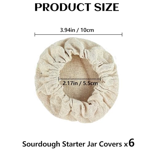 Artcome 6-Pack Reusable Sourdough Jar Covers - Cotton Lids for Sourdough Starter, Kombucha, and Fermentation Jars, Organic Unbleached 100% Cotton Caps (Fits 2.4" - 5" Jar Mouths) by Artcome - Used condition - Image 2