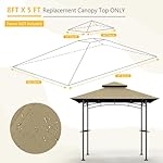 Grill Gazebo Replacement Canopy Top, 5'x8' Top Double Tiered Replacement Canopy Roof, Grill Shelter Cover Roof Fit for Gazebo Model L-GG001PST-F (Khaki) - Image 2