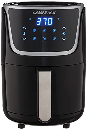 Gowise Usa Electric Mini Air Fryer With Digital Touchscreen + Recipe Book, 1.7-Qt Up To 2 Qt Max, Black/Silver #TOP2