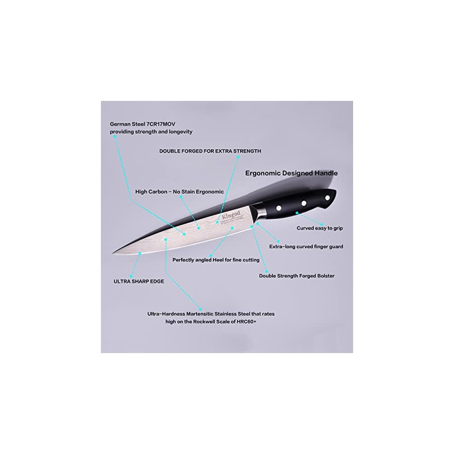 KINGOD-Chef-Knife-Set-Sharp-Knife-German-High-Carbon-Stainless-Steel-Kitchen-Knife-Set-4-PCS-8-Chefs-KnifeCarving-Knife-7-Santoku-Knife5-Utility-Knife-Knives-Set-for-Kitchen-with-Gift-Box KINGOD Chef Knife Set Sharp Knife, German High Carbon Stainless Steel Kitchen Knife Set 4 PCS-8" Chefs Knife,Carving Knife &7" Santoku Knife&5" Utility Knife, Knives Set for Kitchen with Gift Box