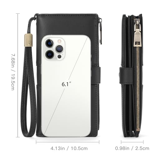 GAEKEAO Wallets for Women Leather RFID Blocking Large Capacity Card Case Ladies Wristlet Clutch Wallets Zipper Pocket with 4 ID Windows 23 Card Slots3