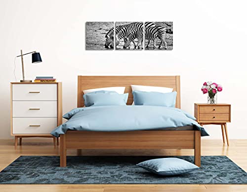 Zebra Wall Art Canvas Wildlife Wall Decor Black And White Layering Pictures On Wall Art For Home Office Decorations Living Room Bedroom And Kitchen Decor 3 Pcs Framed Canvas Prints 12X12Inches #TOP4