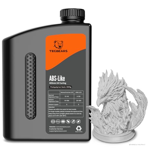 TECBEARS 2kg ABS-Like Resin for 3D Printer, 405nm UV-Curing Photo...