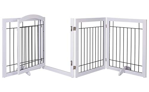 SPIRICH 96-inch Extra Wide 30-inches Tall Dog Gate with Door Walk Through, Freestanding Wire Pet Gate for The House… - Image 5