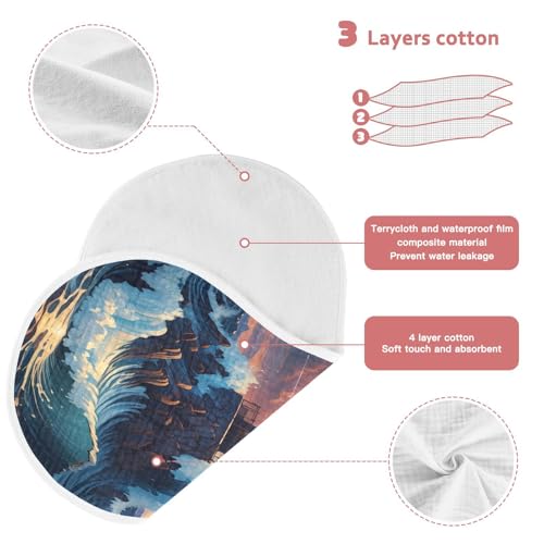 Coastal Lighthouse Nightfall Azure Baby Burp Cloths Muslin Burp Cloths Soft Burp Cloth Burp Rags Cotton Burp Clothes Absorbent for Newborn Girl Unisex Boy 1 Pack 22x11 Inches3