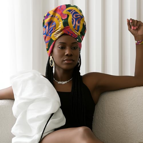 Zuri Design Headwrap, Polyester & Cotton Blend Hair Wrap, Lightweight Head Scarf for Women, Scarves and Head Coverings Multi2