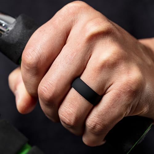 ThunderFit Silicone Rings for Him and Her, Rubber Wedding Engagement Bands Unisex, 2mm Thick, 8mm Width, Classic, (Pack O, 13.5-14) - Thumbnail 3