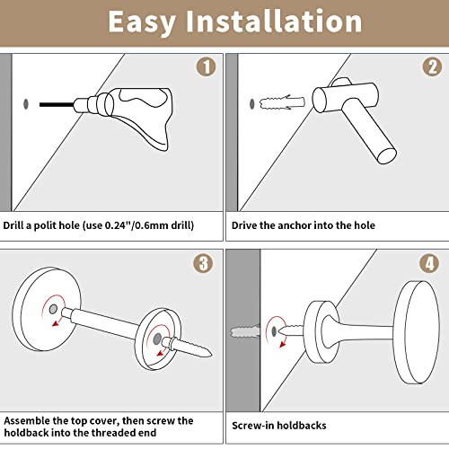 Curtain Holdbacks, Decorative Curtain Tieback Hooks, Wall Mounted Round Medallion Drapery Holder Holdbacks, Metal Modern Simple Curtain Pull Back Hooks With Screws, Set Of 2 (Champagne Bronze) #TOP3