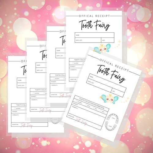Tooth Fairy Receipt Cards | 20 Pack | 4.25x5.5\" inch Large Postcard | Single Sided Print | Tooth Fairy Receipt for Lost Tooth | White Card with Tooth Fairy Design - Thumbnail 4