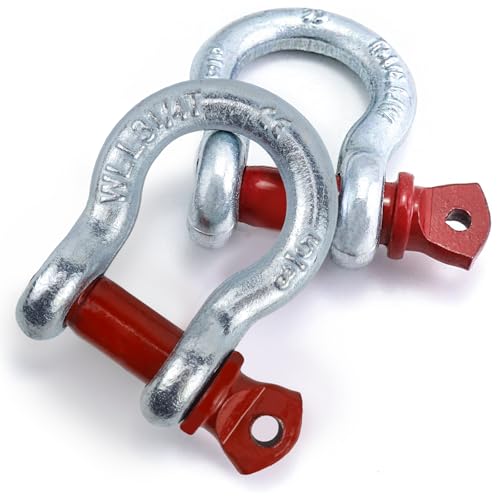 FAELNK Manille en Acier Galvanisé à Haute Résistance 2 Pcs Manille de Remorquage avec Boulons à œil Boucle de Manille Réglable (WLL : 3,25t)