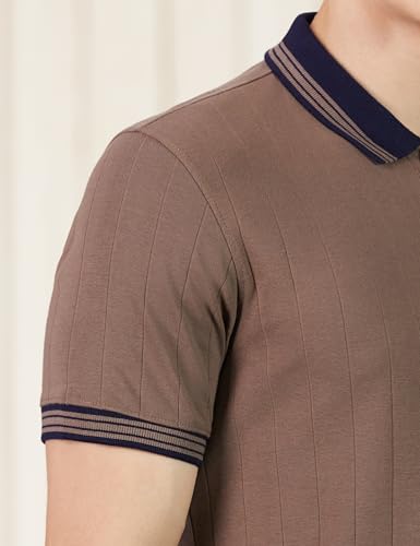 Image of Amazon Brand - Symbol Men Regular Fit Rib Textured Polo| Half Sleeves | Available in Plus Size
