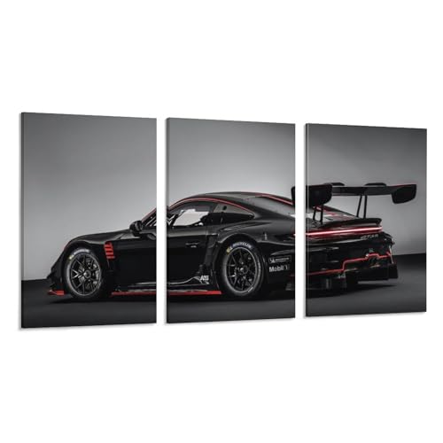 3PCS Car Posters 911 GT3 RS Framed Posters for Men Cave Boys Room Canvas Racing Wall Art Perfect for Home Decor Office Dorm Decoration Birthday Party Gifts (Style-N, 24L"x16W")