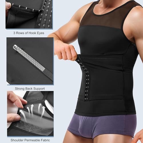 Men’s Compression Shapewear Tank Top Tummy Control Girdle Vest Tight Shirt for Body Shaper Slimming Underwear Workout3