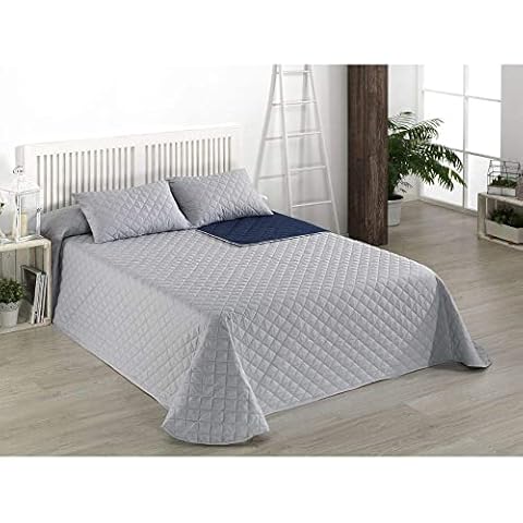 DHestia - Colcha Bouti Reversible Bicolor Efecto 3D Rombos y Flores Cover