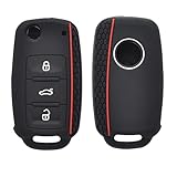 Key Fob Cover for Volkswagen Beetle Golf Tiguan Jetta Caddy Eos Polo Scirocco Sharan Touran Transporter T5 Bora Passat Skoda 2PCS Silicone 3 Buttons with Remote Control Key Case Shell Holder