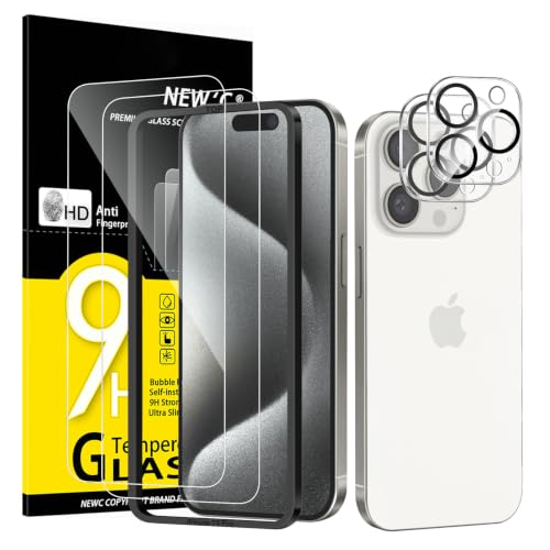 NEWC für iPhone 15 Pro für Panzerglas 6 1 Zoll (2 Stück) und Kamera Panzer Schutz Glas für Kameraschutz (2 Stück) für iPhone 15 Pro (6 1)-Kratzfest -extrem widerstandsfähig -9H-Härteglas