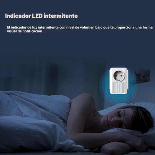 Miniatura 5 de Timbre Inalámbrico Con Enchufe, Sin Batería, Resistente Al Agua, 64 Tonos, Volumen Ajustable Blanco