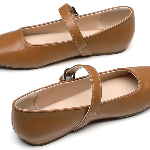 Image of Trary Mary Jane Shoes Women Woven Flats for Women Dressy Ballet Flats Squared Toe Mary Jane Flats Shoes