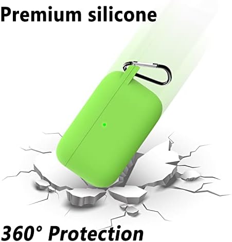 Geiomoo Silicone Cover Compatible with Echo Buds 2nd Gen, Protective Case with Carabiner (Fluorescent Green)