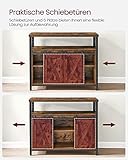 VASAGLE Sideboard, Küchenschrank, Aufbewahrungsschrank, mit 2 Schiebetüren, 33 x 100 x 80 cm, verstellbare Einlegeböden, für Wohnzimmer, rustikales Braun und Tintenschwarz LSC092B01