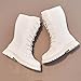 Wide Round Toe Boots for Girls:Fashion Lace up Side Zipper Knee Length Booties Hiking Party Dress Footwear Winter Warm（Size1,Beige