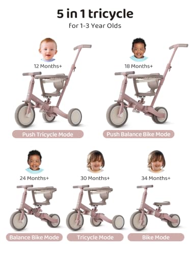 Image of newyoo TR008 5-in-1 Tricycle for Toddlers 1-3, Toddler Bike, Birthday Gifts