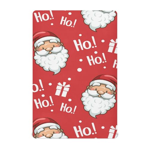 Moudou Christmas Santa Claus Playard Sheet for Boy Girls, Soft Breathable Fitted Toddler Sheet for Standard Playard Bed Mattress, 39 x 27 x 5 Inch