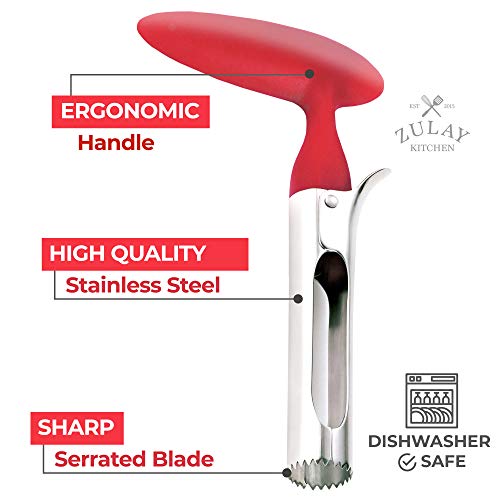 Zulay Premium Apple Corer - Easy To Use Durable Apple Corer Remover For Pears, Bell Peppers, Fuji, Honeycrisp, Gala And Pink Lady Apples - Stainless Steel Best Kitchen Gadgets Cupcake Corer - Red #TOP1