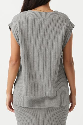 Image of Saodimallsu Womens V Neck Sweater Vest Oversized Ribbed Knit Sleeveless Casual Loose Fit Pullover Tank Top