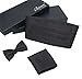 Platinum Hanger Mens Satin Cummerbund Bowtie Hanky set, 4 Pleat, Large Variety of Solid Colors Available (Black)