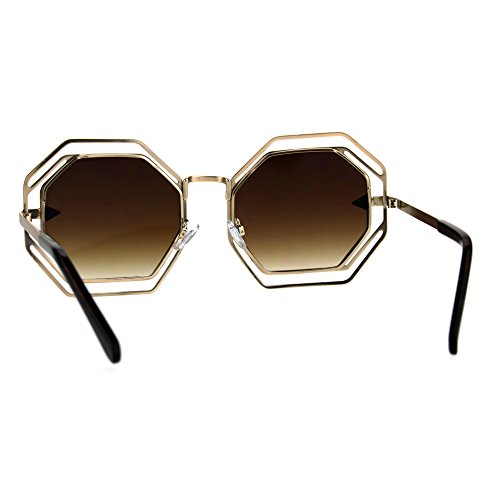 PASTL Octagon Shaped Sunglasses Womens Trendy Fashion Double Metal Frame3