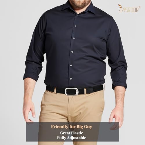 Image of JASGOOD Stretch Belt for Men, Men Women Elastic Woven Braided Belt 1 3 /8 Casual Belt Golf Belt for Jeans Pants