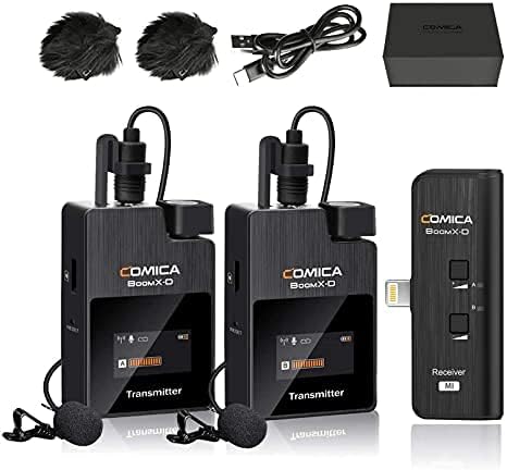comica Wireless Lavalier Microphone, BoomX-D2 Wireless Microphone System with 2 Transmitter 1 Receiver, 2.4GHz Dual Lapel Mic for DSLR Camera Camcorder Smartphone Interview YouTube Live-steam
