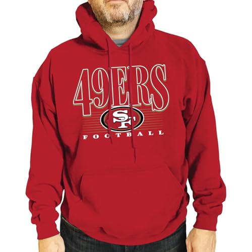 Team Fan Apparel NFL Adult Unisex Overtime Blueprint Soft Fleece Hooded Sweatshirt, Officially Licensed Football Hoodie! (San Francisco 49ers - Red, Large)