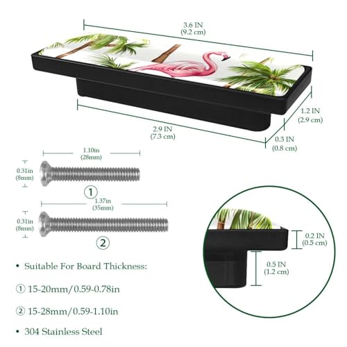 Boutons de commode rectangulaires décoratifs pour tiroir et placard - 4