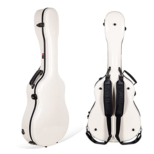 Image of Crossrock Fiberglass Case for 16 inch Archtop /Hollow Body /Jazz Electric Guitars - Fits Gretsch Electromatic, Ibanez, Epiphone, Gibson ES Series - Includes TSA Lock - Milky White (CRF2020JA16MW)