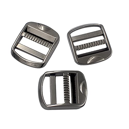 DGOL 10 pcs 1 inch Strong Heavy Shinning Zinc Alloy Ladder Lock Slider Adjustable Webbing Strap Release Buckles (GUNMETAL)