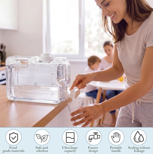 Image of Funnymoom 6 Pcs Drink Water Dispenser for Fridge 1.1 Gallon Beverage Dispenser with Spigot Plastic Reusable Refrigerator Water Dispensers Waters Jug Container for Party Outdoors Camping Hiking Home